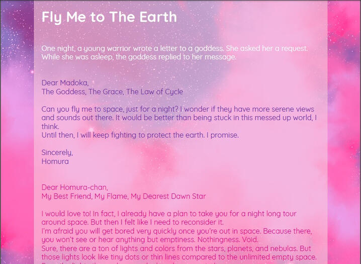 Fly Me to The Earth - a short story for "Earth Love 2022" zine by dotzines